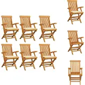 vidaXL Gartenstühle mit Creme Kissen 6 Stk. Massivholz Teak - Gartenstühle