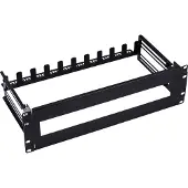 InLine 19" Schutzschalterleiste 3HE, mit tiefenverstellbarer Hutschiene, Circuit-breaker panel, Stahl, Schwarz, 1,23 kg