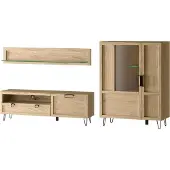 Szynaka Meble Wohnzimmer-Set Wohnwand Limbo 3-teilig Eiche Artisan teilmassiv