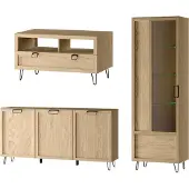 Szynaka Meble Wohnzimmer-Set Wohnwand Limbo 3-teilig Eiche Artisan teilmassiv