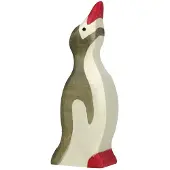 Holztiger Pinguin aus Holz - klein, Kopf hoch