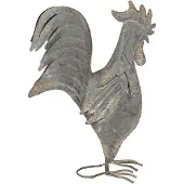 Clayre & Eef Gartendekoration Hahn 30x14x40 cm Grau Metall