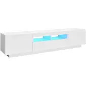 vidaXL TV-Schrank mit LED-Leuchten Weiß 180x35x40 cm