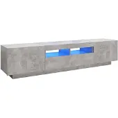 vidaXL TV-Schrank mit LED-Leuchten Betongrau 180x35x40 cm