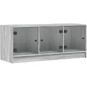 vidaXL TV-Schrank mit Glastüren Grau Sonoma 102x37x42 cm