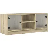 vidaXL TV-Schrank mit Glastüren Sonoma-Eiche 102x37x42 cm
