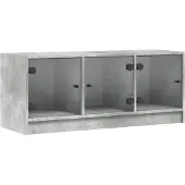 vidaXL TV-Schrank mit Glastüren Betongrau 102x37x42 cm