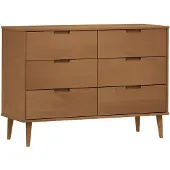 vidaXL Schubladenschrank MOLDE Braun 113x40x80 cm Massivholz Kiefer