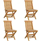 vidaXL Klappstühle mit beigen Kissen, 4 Stück, Massivholz Teakholz