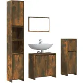 vidaXL 4-tlg. Badmöbel-Set Räuchereiche Holzwerkstoff