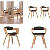 vidaXL Esszimmerstühle 2 Stk. Schwarz Bugholz und Kunstleder