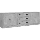 vidaXL Sideboards 3 Stk. Betongrau Holzwerkstoff
