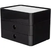 HAN Schubladenbox Allison Smart-Box Plus, 2 Schübe mit Trennwänden, Utensilienbox, stapelb., ABS-Kunststoff, schwarz