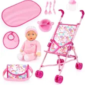 Bayer Puppenwagen Buggy Set mit Puppe, Pink