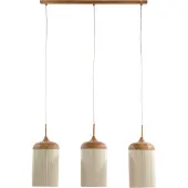 Light & Living Pendelleuchte - 90 x 32 cm - 3-flammig - Braun - Creme - Holz