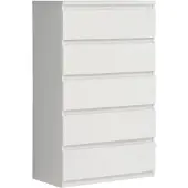 Veriaffari.it Chelsea Hohe Kommode 77 mit 5 Schubladen, Weiß, 77,2 cm breit x 128,1 cm h