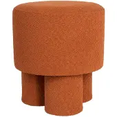White Label Hocker Marcos Rotbraun mit Bouclé-Bezug und Kiefernholzgestell