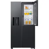 Samsung Side-by-Side mit Food Showcase-Tür und Wassertank, 628 ℓ, Freistehend, Amerikanische Tür, Schwarz, Edelstahl, Gehärtetes Glas, 628 l, ST-T