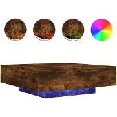 vidaXL Couchtisch mit LED-Leuchten Räuchereiche 100x100x31 cm