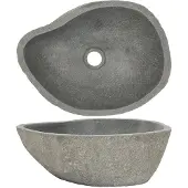 vidaXL Waschbecken Flussstein Oval (37-46)x(29-36) cm