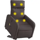vidaXL Elektrischer Massagesessel mit Aufstehhilfe Dunkelbraun Stoff
