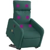 vidaXL Elektrischer Massagesessel mit Aufstehhilfe Dunkelgrün Stoff