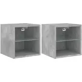 vidaXL TV-Wandschränke mit LED-Leuchten 2 Stk. Betongrau 30x28,5x30 cm
