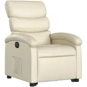 vidaXL Relaxsessel mit Aufstehhilfe Elektrisch Creme Kunstleder