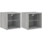 vidaXL TV-Wandschränke mit LED-Leuchten 2 Stk. Grau Sonoma