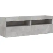 vidaXL TV-Wandschränke mit LED-Leuchten 2 Stk. Betongrau 60x30x40 cm