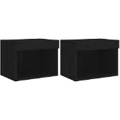 vidaXL Wand-Nachttische mit LED-Leuchten 2 Stk. Schwarz