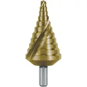 RUKO Stufenbohrer HSS-TiN spiralgenutet mit Kreuzanschliff für metrische Kabelverschraubungen Gr. 17 Ø 6,5 - 40,5 mm - 101090T