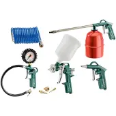 Metabo LPZ 7 Set Druckluft Werkzeugset ( 601586000 ) Blaspistole + Reifenfüllmessgerät + Farbspritzpistole + Sprühpistole + Spiralschlauch