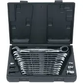 Ks Tools GEARplus Ratschenringmaulschlüssel-Satz, umschaltbar,16-tlg
