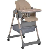Moni Kinderhochstuhl Lindo klappbar Lätzchen Besteck Räder Korb höhenverstellbar beige