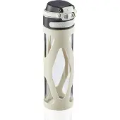 Leifheit Glas Flip Trinkflasche, 600 ml 3255 , Farbe: silber
