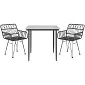 vidaXL 3-tlg. Garten-Essgruppe Schwarz Poly Rattan