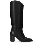 Manfield Schwarze Lederstiefel mit Absatz | Größe 37