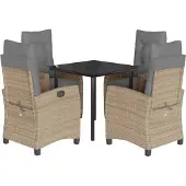 vidaXL 5-tlg. Garten-Essgruppe mit Kissen Beigemischung Poly Rattan
