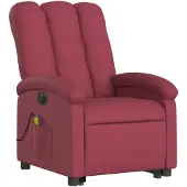 vidaXL Elektrischer Massagesessel mit Aufstehhilfe Weinrot Stoff