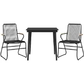 vidaXL 3-tlg. Garten-Essgruppe Schwarz PVC Rattan