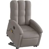 vidaXL Elektrischer Massagesessel mit Aufstehhilfe Taupe Stoff