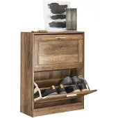 SoBuy Schuhschrank - Holz - 2 Klappen - 60x79x23cm