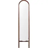 Beliani Standspiegel Dunkelbraun Paulowniaholz 30 x 150 cm mit Rahmen Oval Klappbar Rustikal Ganzkörper für Ecke Schlafzimmer Garderobe Bad Wohnzimmer
