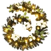 vidaXL Weihnachtsgirlande mit LED-Lichtern Schwarz 2,7 m PVC