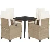 vidaXL 5-tlg. Garten-Essgruppe mit Kissen Beige Poly Rattan