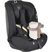 Moni Kindersitz i-Size Start (76-150cm) Kopfstütze verstellbar, Kuscheltier schwarz