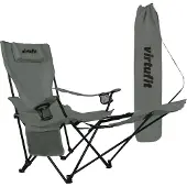 VirtuFit Klappbarer Campingstuhl mit Fußstütze und Becherhalter Grau