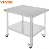 OEM Silberne Küchenarbeitsplatte mit Rollen und Bremse - 95x61 CM