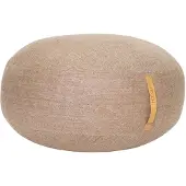 Hubsch Puff brauner Wolle mit Ledergriff